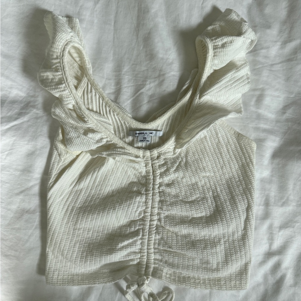 O'Neill Cream Ruffle Tank Top